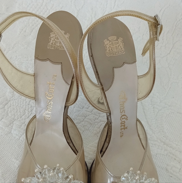 Gotham Clear Beaded Princess Heels Transparent Retro Bridal Glass Slippers Cute - Picture 8 of 13